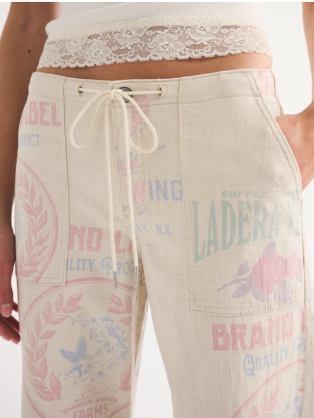 Linen-Blend Low Rise Ultra Loose Drawstring Jean - Picture 2 of 4